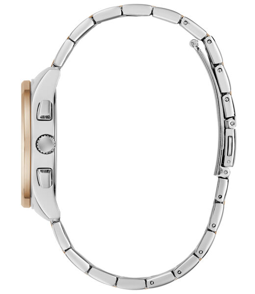 Ladies 2T Silver/Rose Gold Tone Square Analog Watch