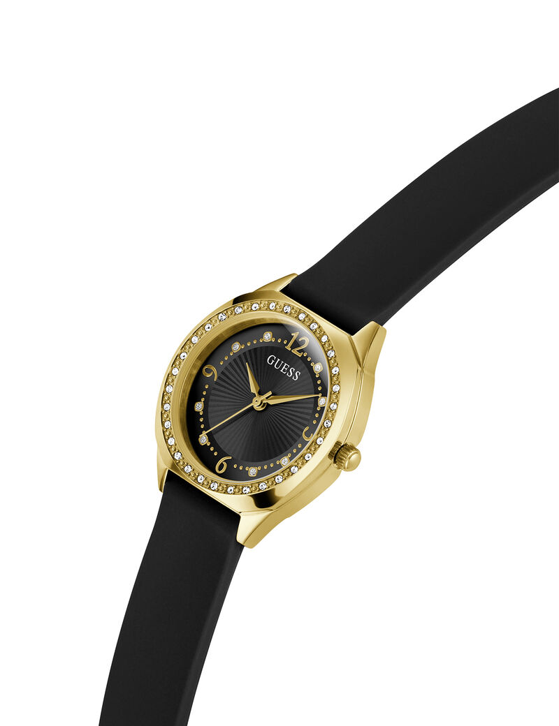 Ladies Black Gold Tone Analog Watch