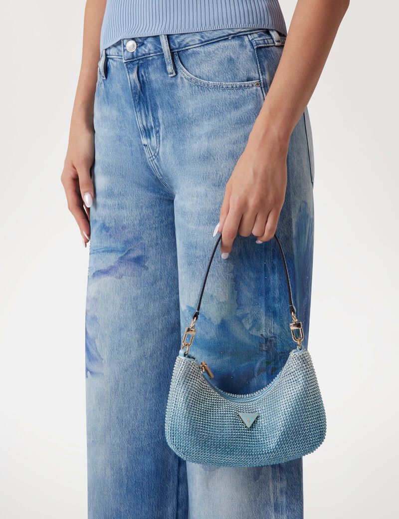 Shop GUESS Zalina Rhinestone Mini Shoulder Bag, Blue | GUESS UAE