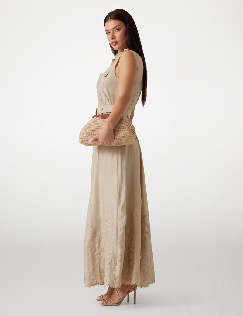 Marciano linen-blend long dress