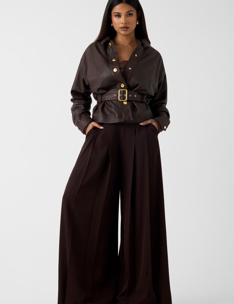 guess marciano wide leg pleated pants