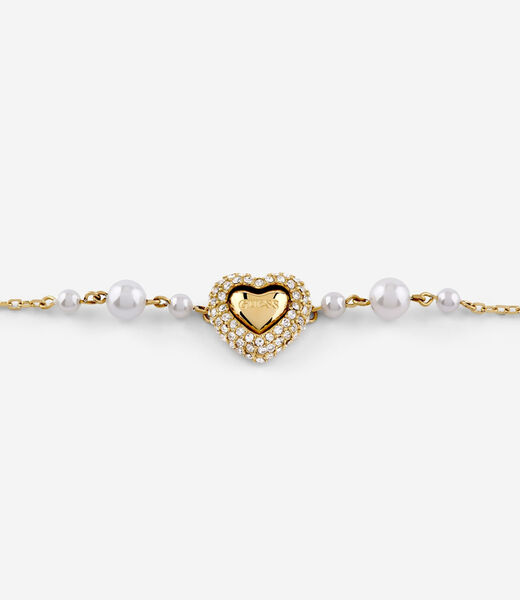 Heart & pearls chain bracelet