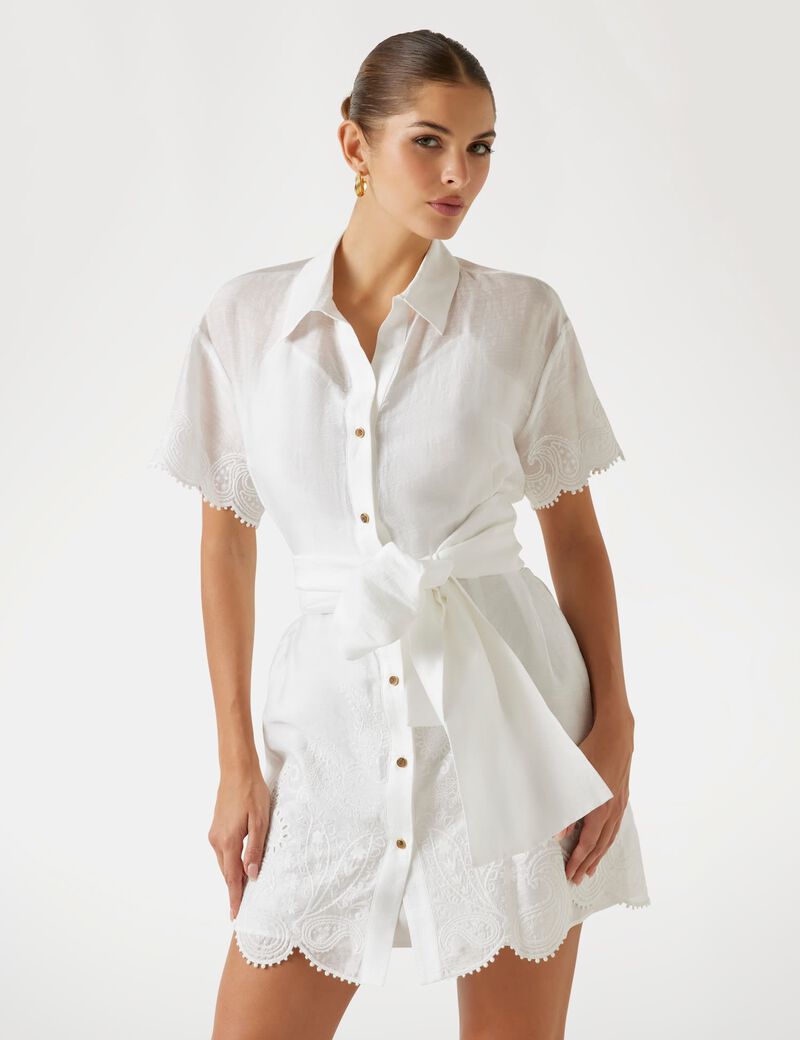 Marciano linen-blend mini dress