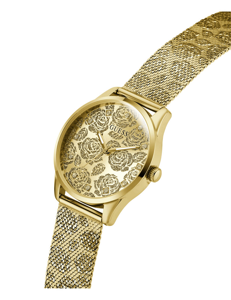 Ladies Yellow Gold Tone Round Analog Watch