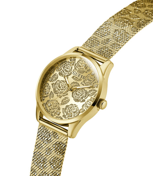 Ladies Yellow Gold Tone Round Analog Watch