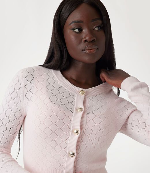 Open-knit cropped cardigan sweater