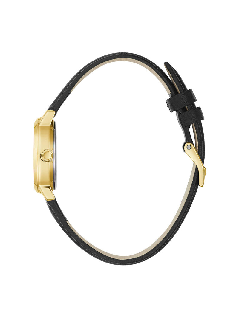 ساعة تناظرية مع حزام جلدي