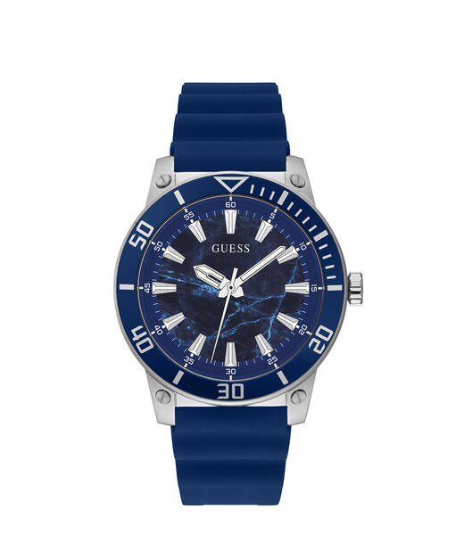 Blue And Silver Analog Silicone Watch