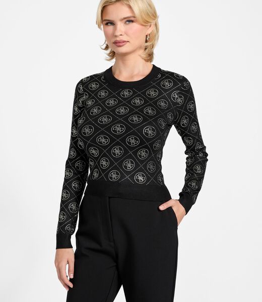 Logo rhinestones sweater