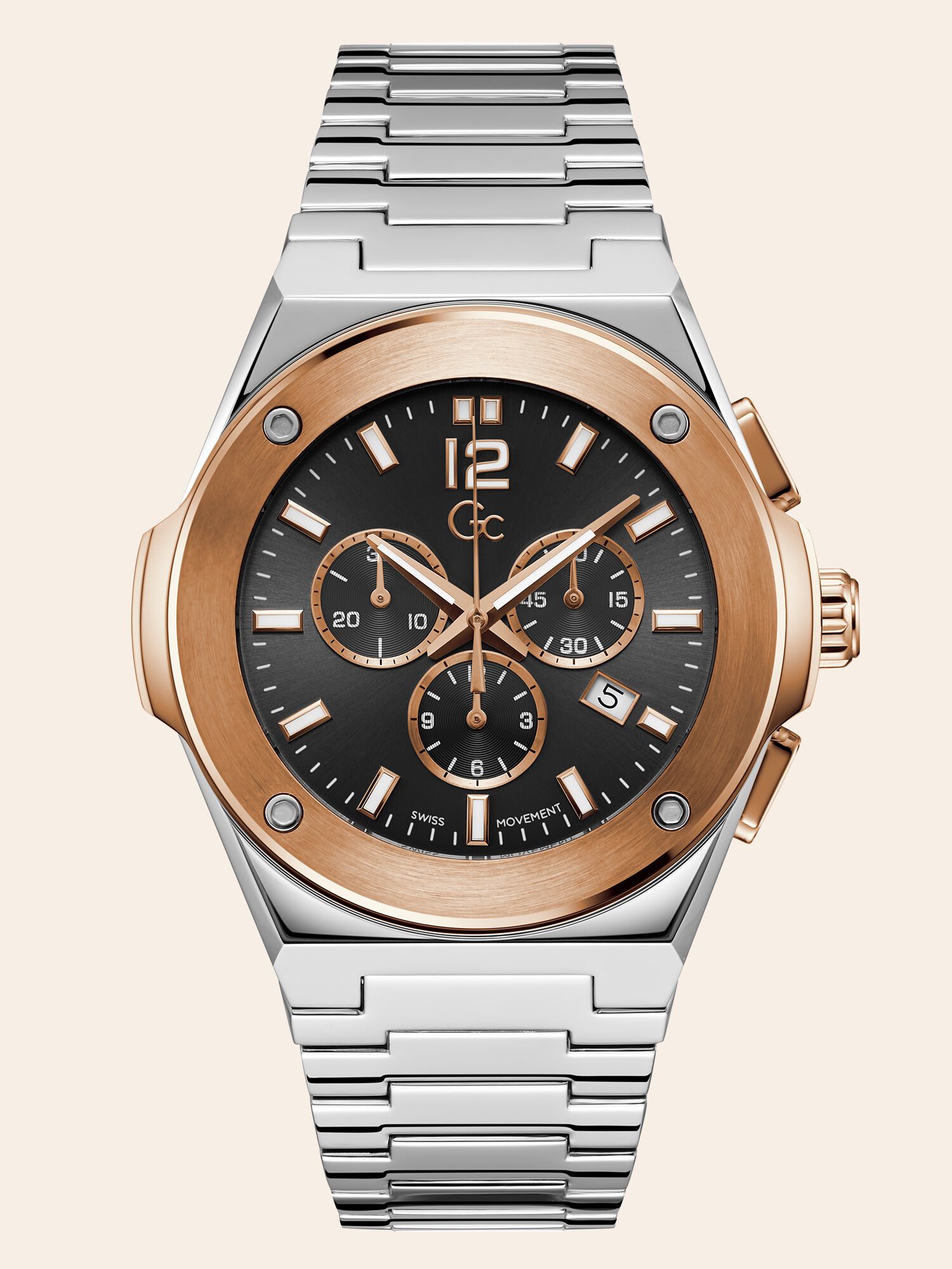 GC steel chronograph watch