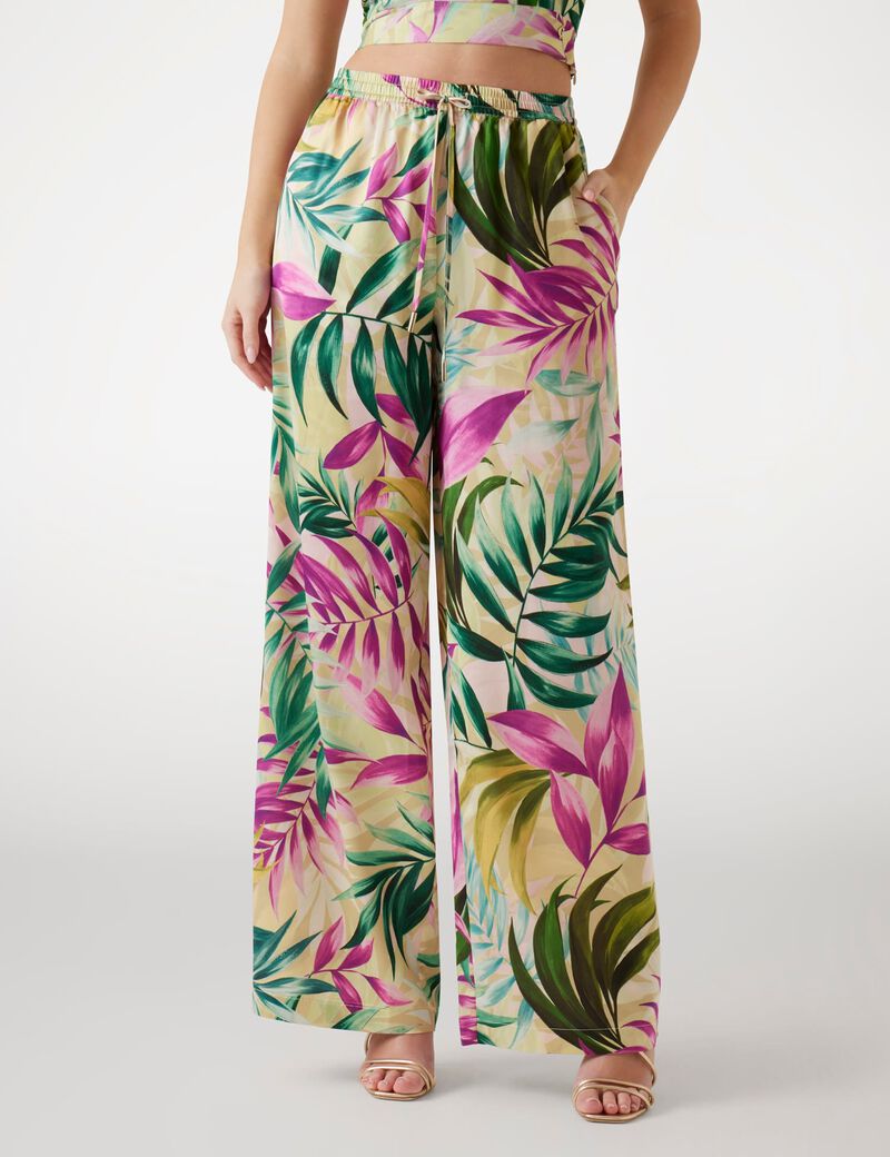 Wide leg satin pants