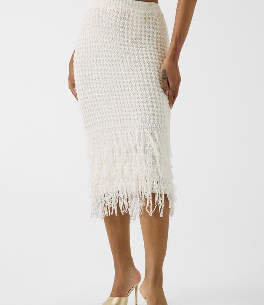 Fringed midi skirt
