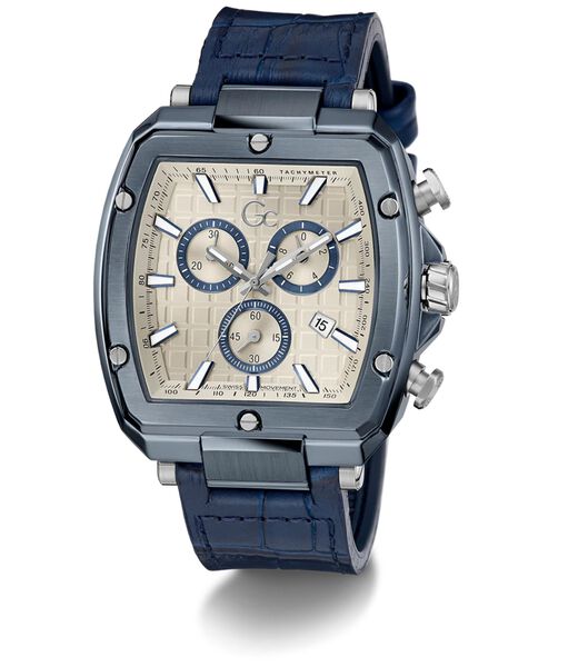 Gc Sportchic Men S Sm927 Mvmt Beige Dail 5 Amt Blue Genuine Leather Strap