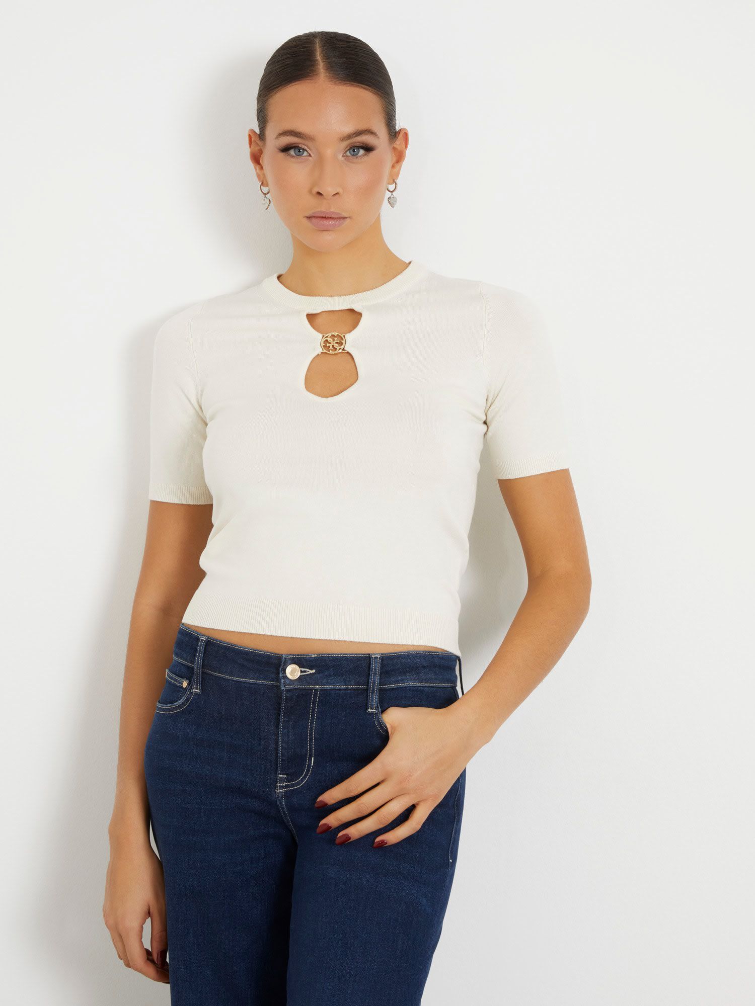 Guess cropped sweater hotsell