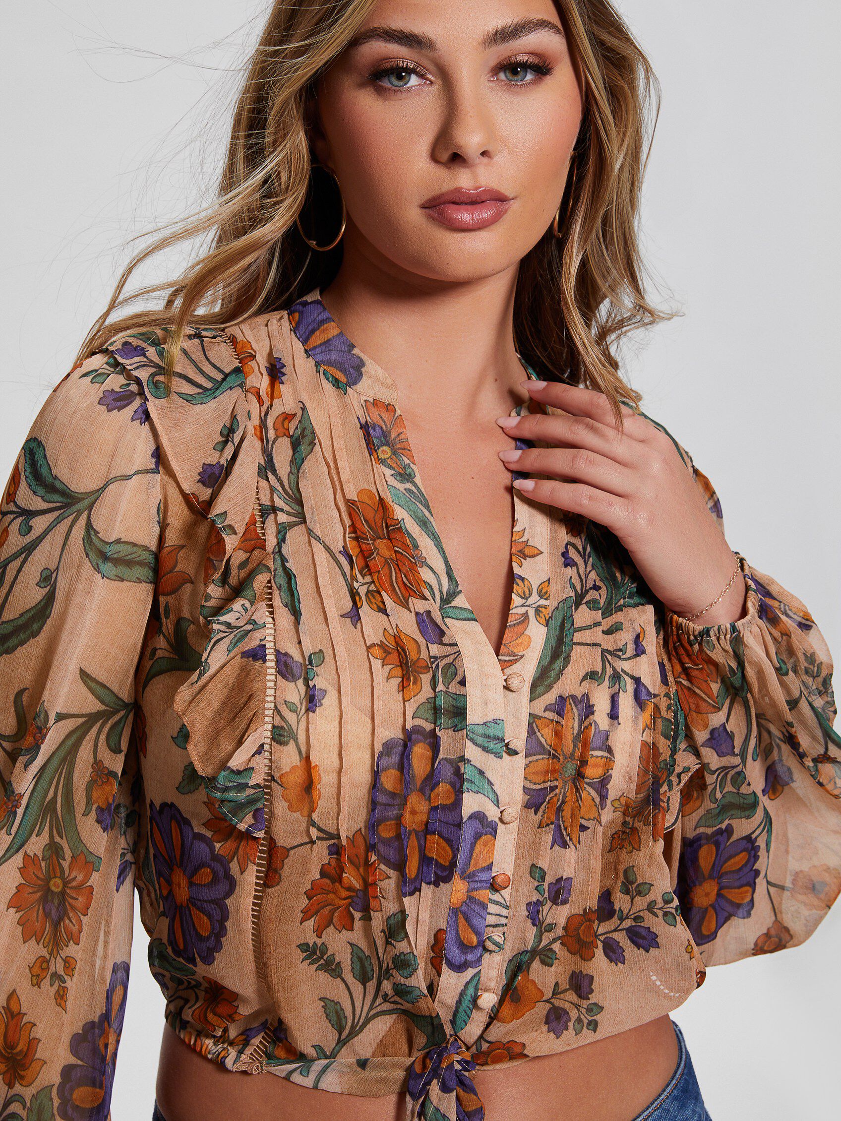 Guess floral blouse discount