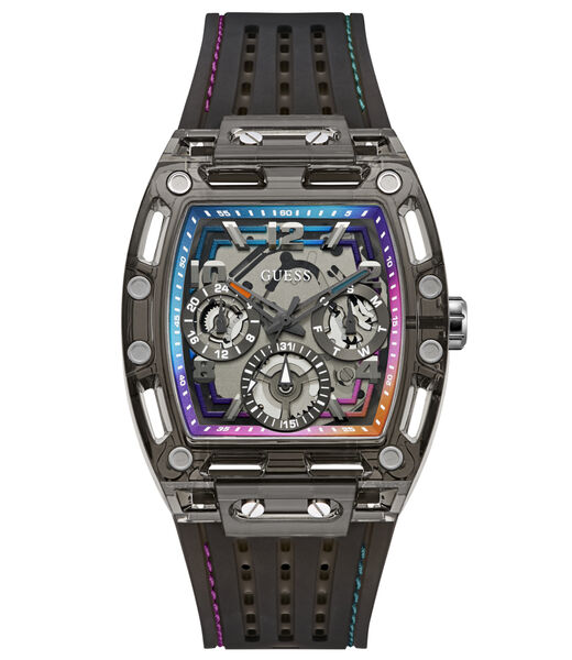 Mens Black/Gunmetal/Grey Rectangle Analog Watch