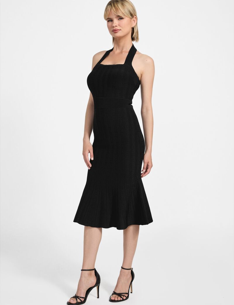 Fit-and-flare midi sweater dress