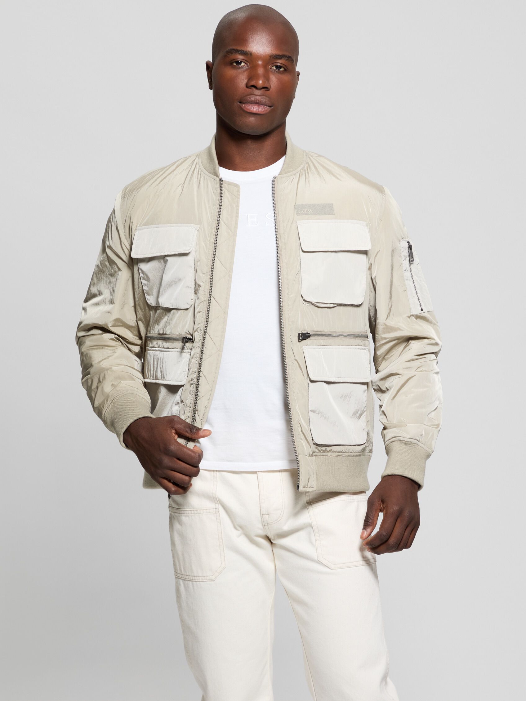 Shop GUESS Zip-up technical jacket, Grey | GUESS UAE