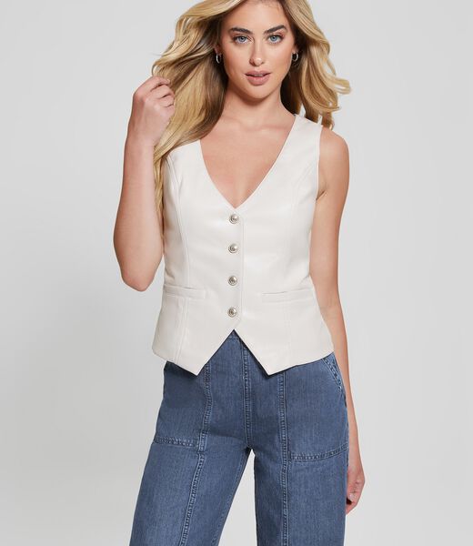 Faux leather vest