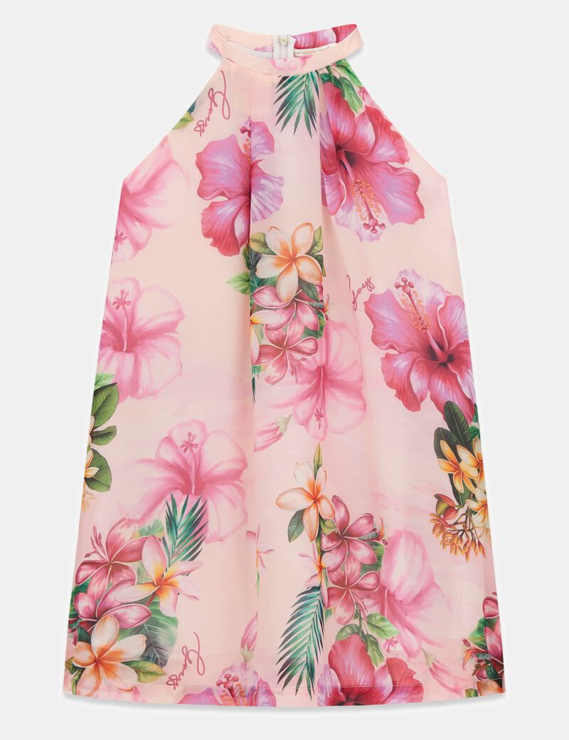 guess printed halter neck dress