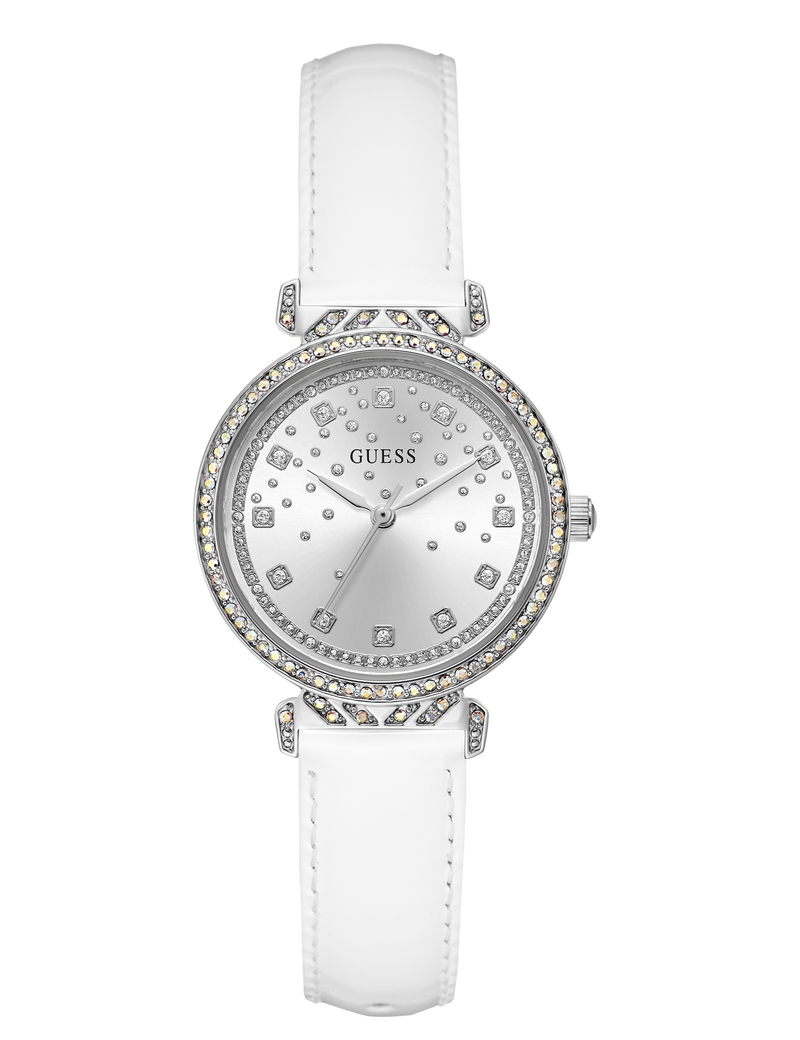 Ladies White Silver Tone Analog Watch