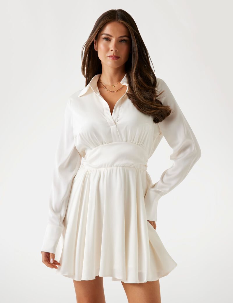 Fit-and-flare satin mini dress