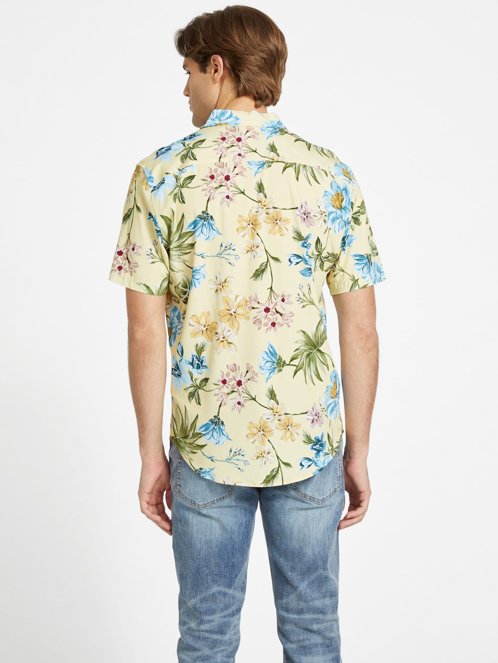 Guess blue yellow shirt top