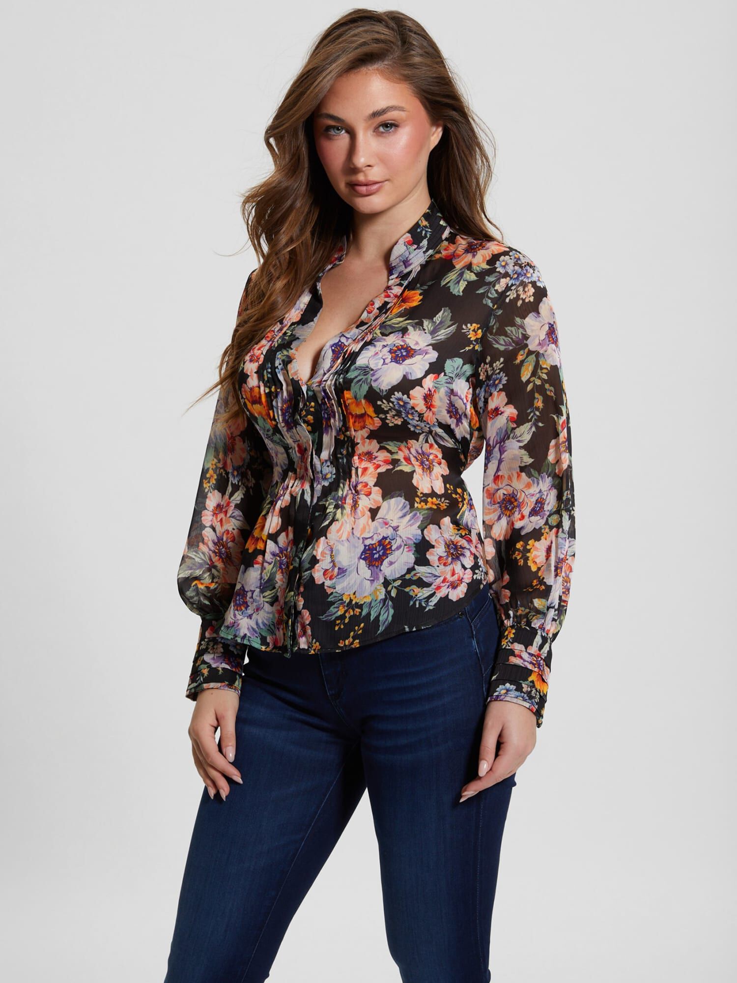 Guess floral best sale blouse