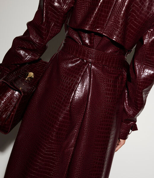 جيس leonie faux leather long trench coat
