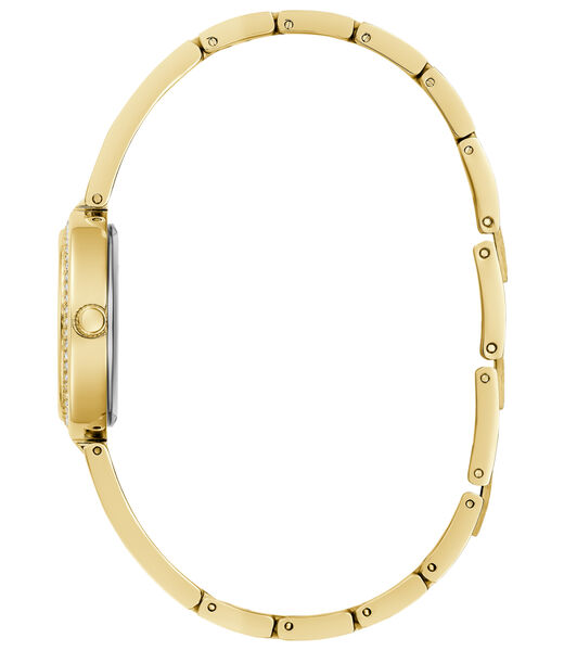 guess ladies yellow gold tone round analog watch