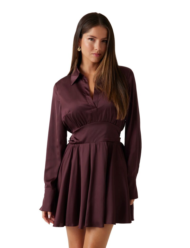 Fit-and-flare satin mini dress