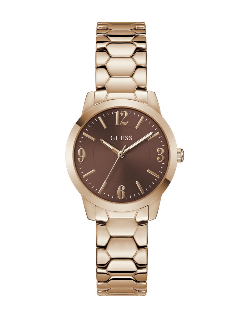 Shop GUESS Ladies Rose Gold Tone Round Analog Watch, Rose Gold | GUESS UAE