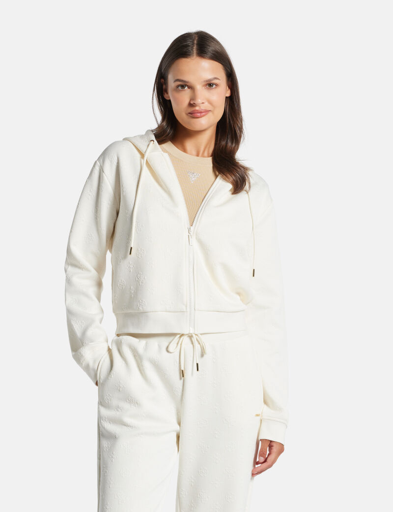 هودي بسحاب كامل وشعار على كامل التصميم