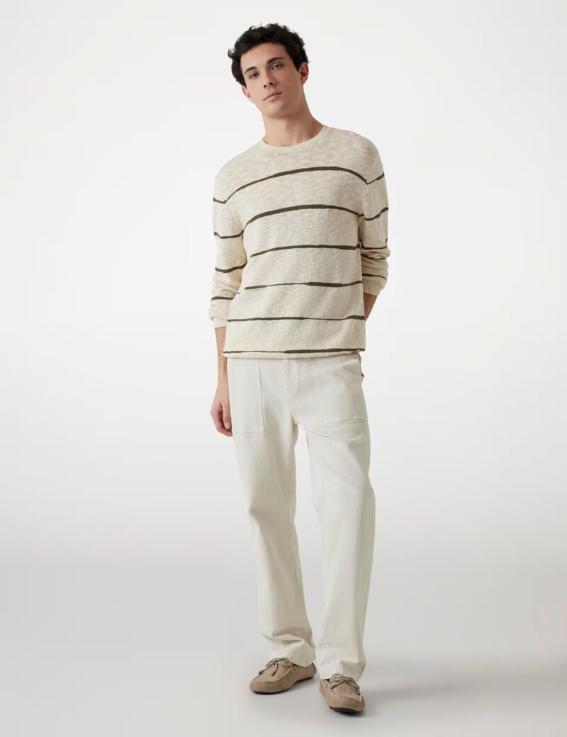 سترة مخططة من مزيج الكتان