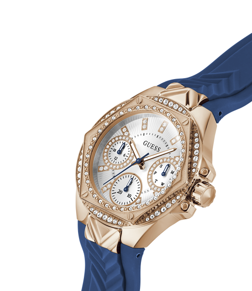 Ladies Blue Rose Gold Tone Multi-function Watch