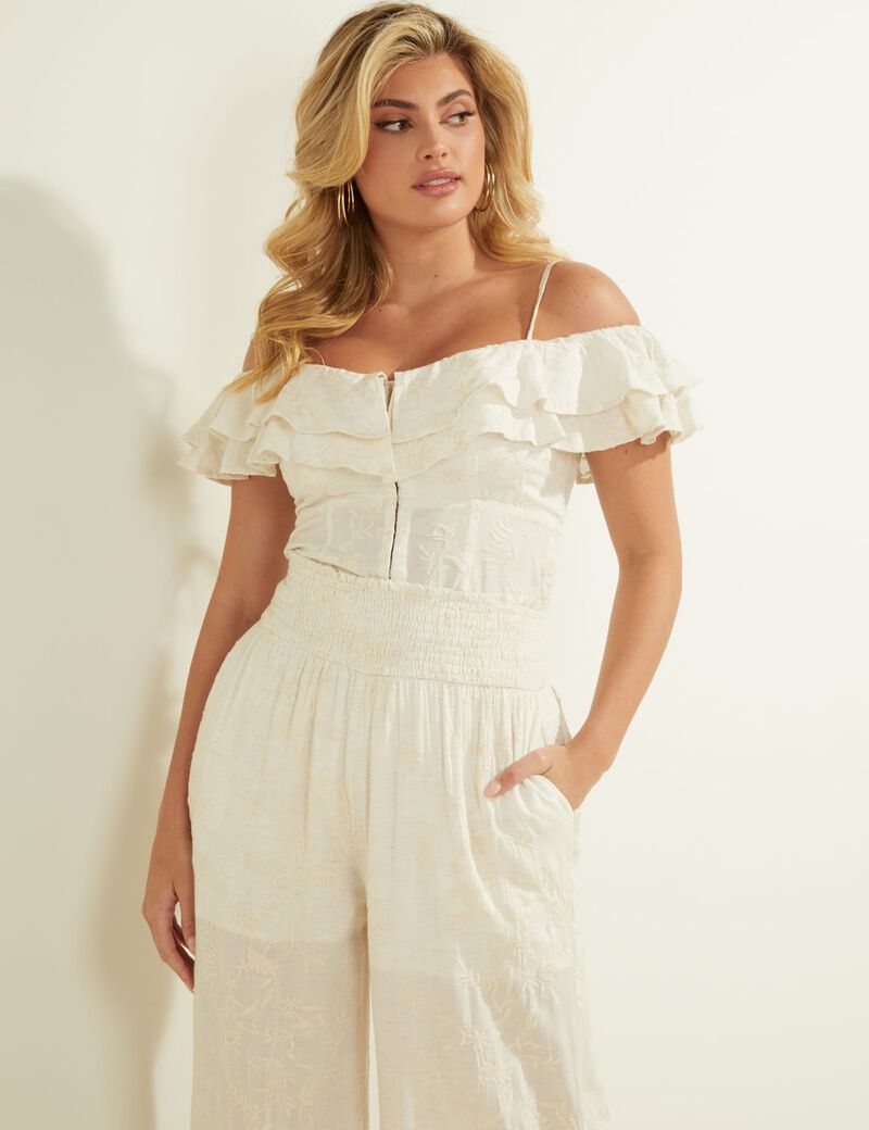 Embroidered Frill Top