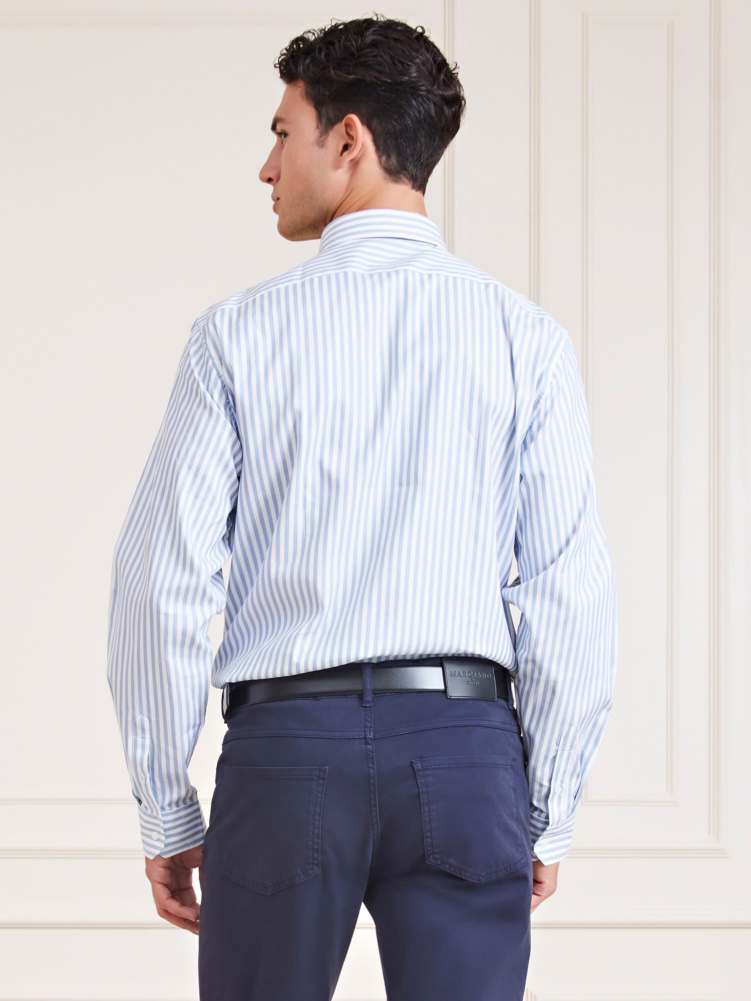 Guess blue and white striped shirt shop