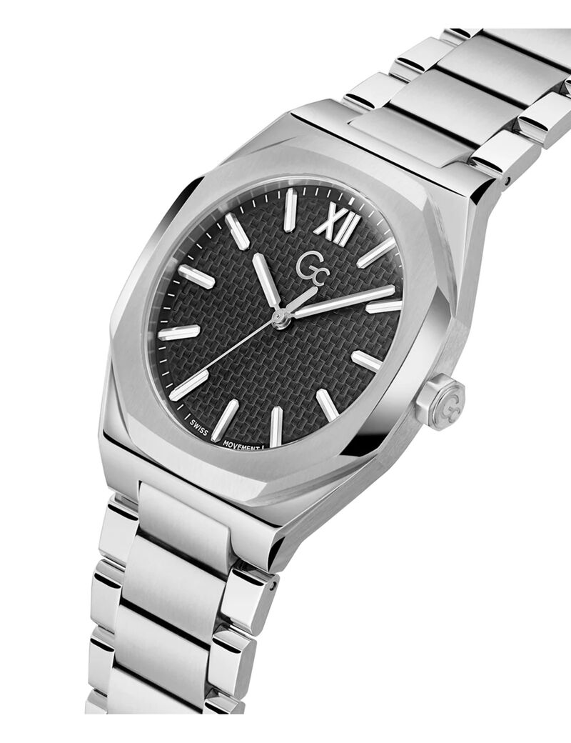 GW COUSSIN SLEEK SLV CS BLK DL 42MM QTZ SLV SS BRCT FW23