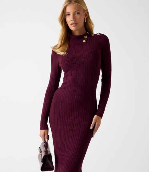Asymmetric neck midi dress