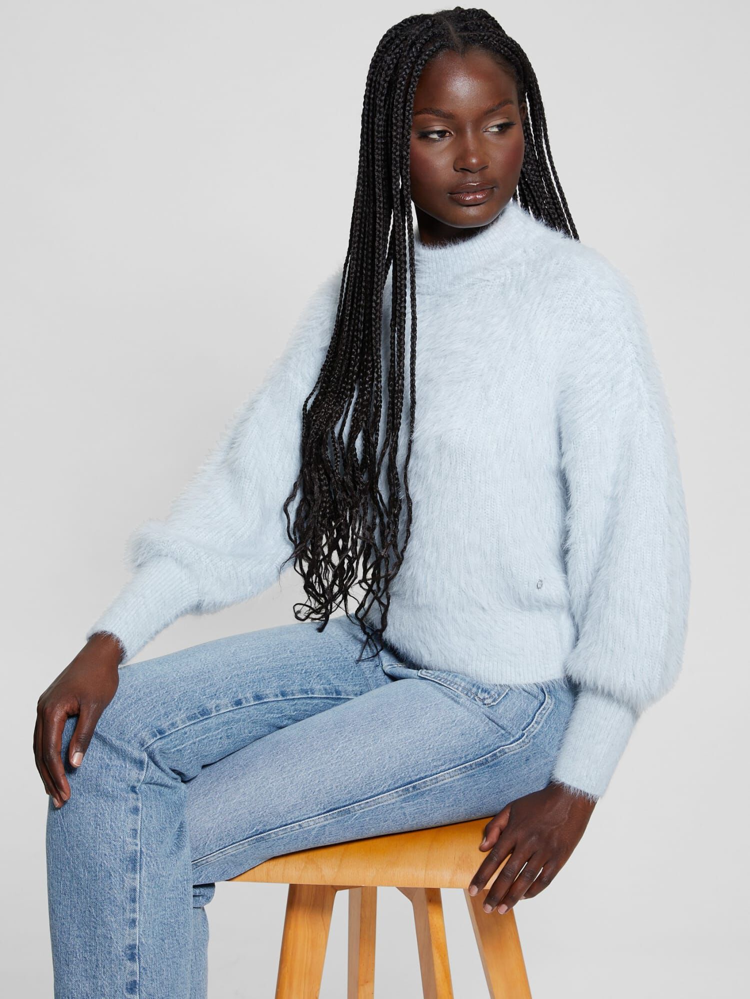 Guess fuzzy sweater cheap