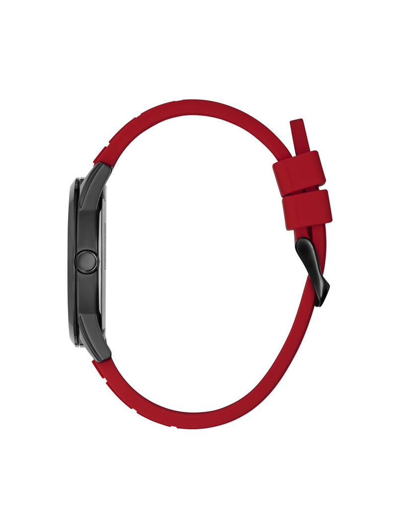 ساعة يد تناظرية باللون الأحمر