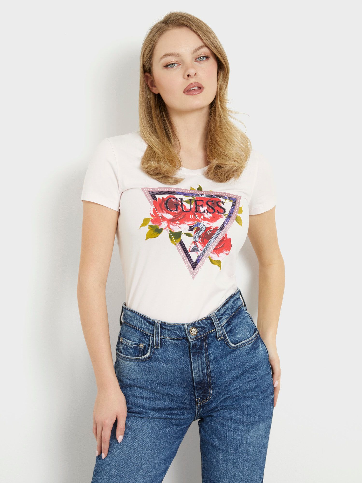 Guess floral t shirt hot sale