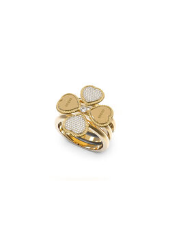 Multi Hearts&White Cubic Zirconia Ring Yellow Gold