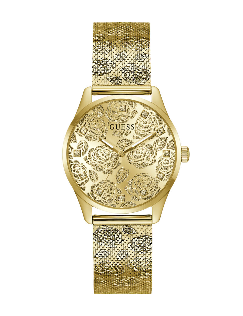 Ladies Yellow Gold Tone Round Analog Watch
