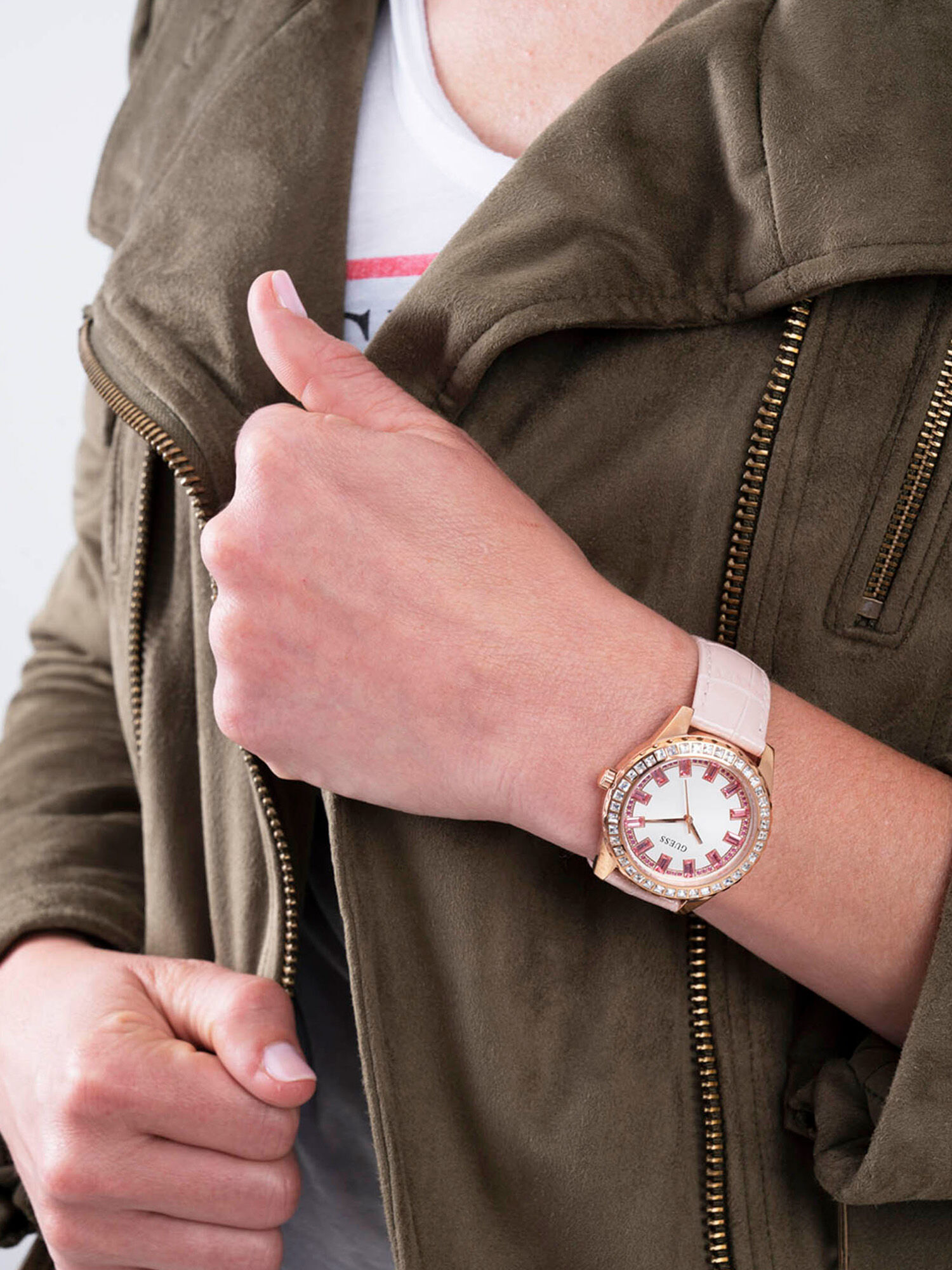 Shop GUESS Online Pink Rhinestone Watch