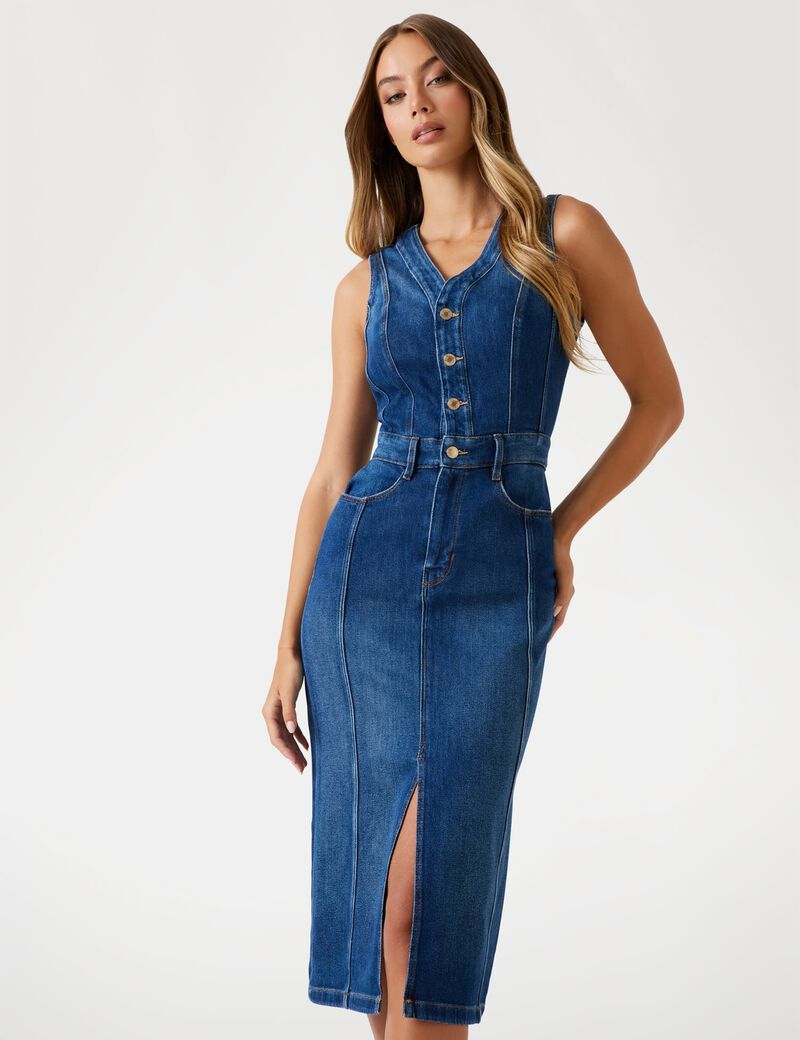 Bodycon denim midi dress