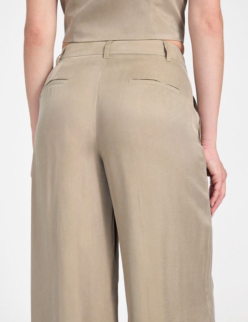 Twill wide leg pants