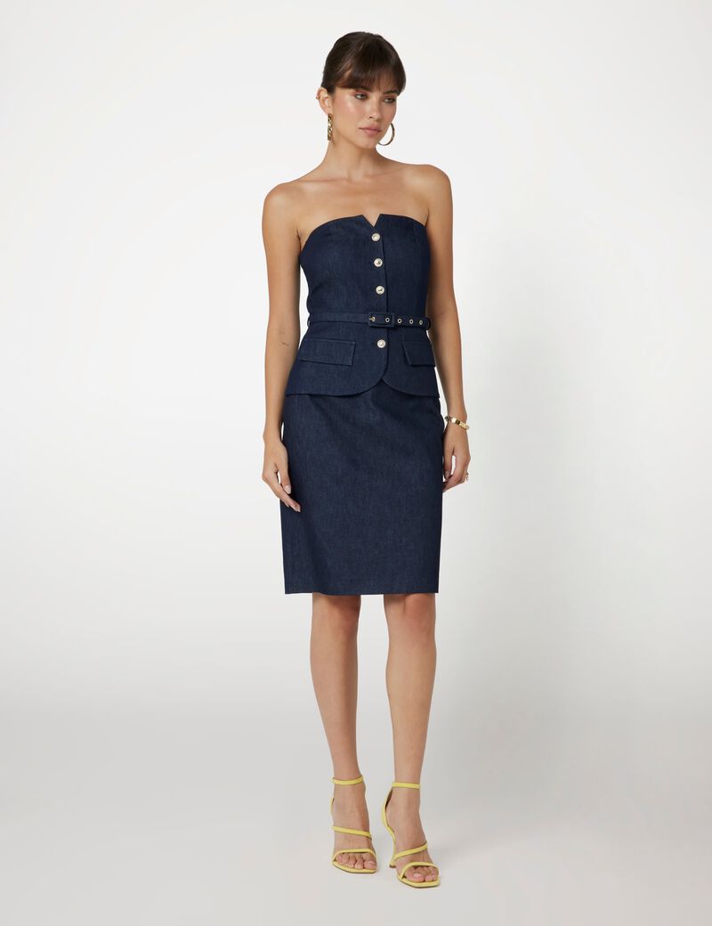 تنورة ميدي مارسيانو من قماش الدنيم