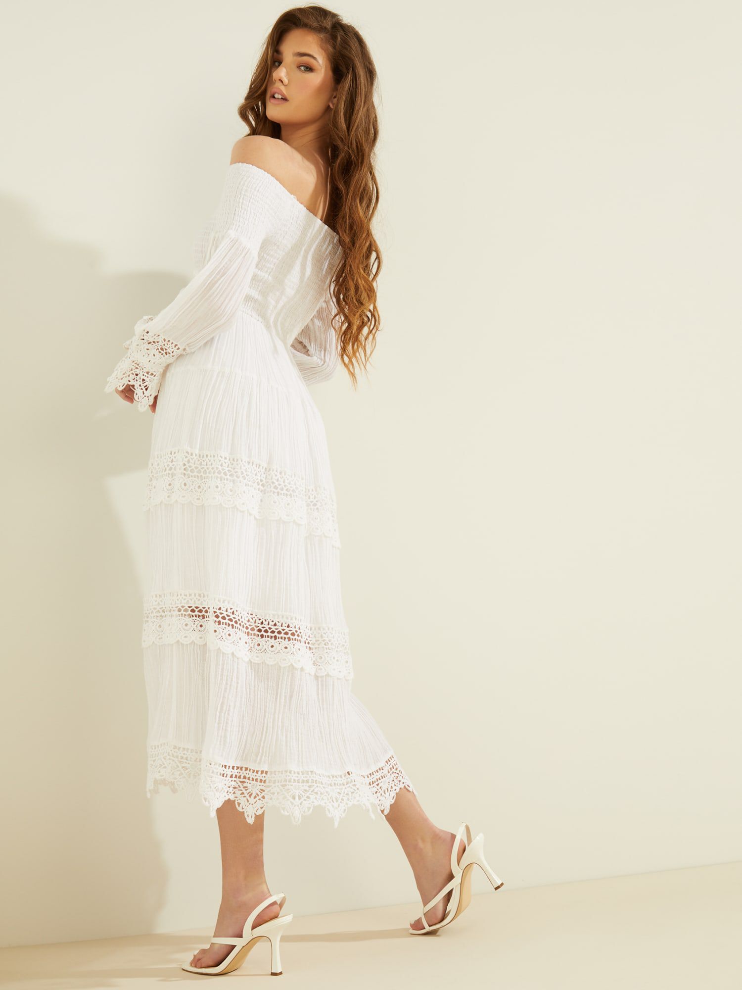 guess white off shoulder dress