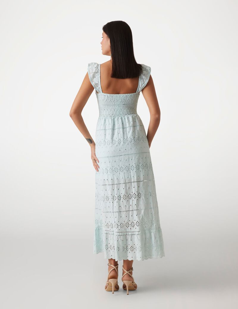 فستان تطريز إنجليزي طويل